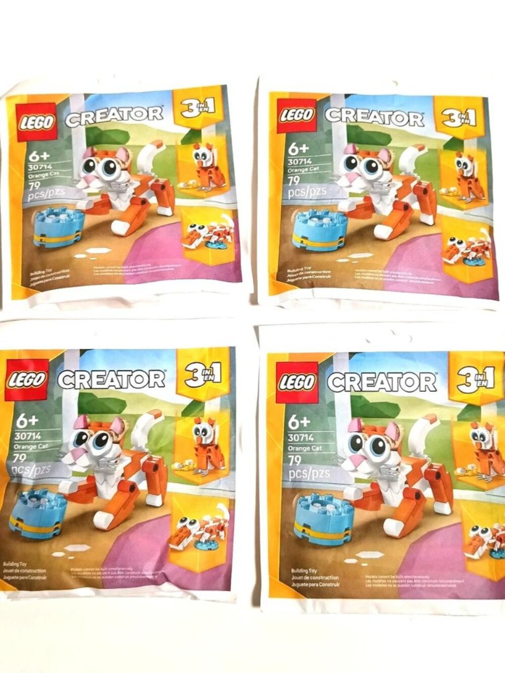 LEGO Creator 3-in-1 Orange Cat Set 30714 Paper Bag Packaging New Sealed Qty 4